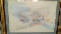 Framed Matted Lithograph under glass,Signed