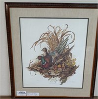 Signed Lithograph Autumn Pheasant