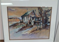 Water Color Double Matted Under Glass Signed