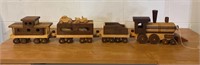 Wooden Train&4 Wooden Cars Stamped Baldwin Toy Co.