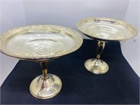 Pair Of Sterling Silver Weighted Pedestal Display