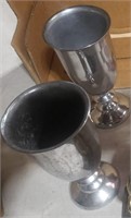 Vtg Pair Of Metal Water Goblet Pedestal Mug .3W3B