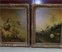 Oil on Canvas Heade Hummingbird Pair of Frames