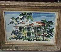 Signed Watercolor by P. Gage. Framed.