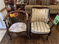 2PC ANTIQUE CHAIRS HORSESHOE IS NICE! NOTE