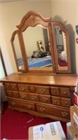 Athens Furniture Solid Oak Dresser w Mirror, Base