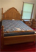 Athens Furniture Solid Oak Queen Size Bed and