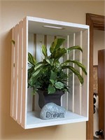 Crate Shelf w/Faux Plant & Dream Rock