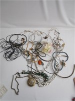 Assorted Necklaces W/ Pocket Watch Non Working