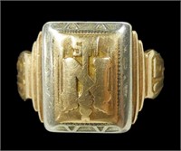 10k Yellow gold 1930 class ring, size 6,