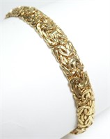 14K Yellow gold 8" Byzantine link bracelet,