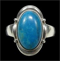Sterling silver bezel set turquoise ring, size 9