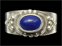Sterling silver bezel set lapis lazuli ring,