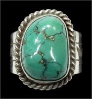 Sterling silver bezel set turquoise ring, size 8
