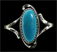 Sterling silver bezel set turquoise ring, size 10