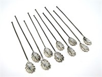Set of 10 Sterling ice tea straw spoons 3.565 T.