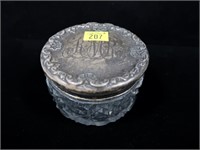Sterling top dresser jar, 3" Diam., top 1.495