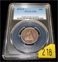 1875-S U.S. Seated Liberty 20-cent, PCGS slab