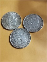 1 Gulden SILVER(3)1956,58,65 Netherlands .M40