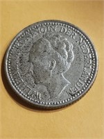1/2 Gulden 1921 The Netherlands Silver VF+.M39