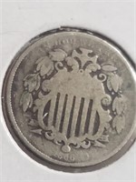 1866 Shield 5 Cent Nickel United States Coin,CB9M