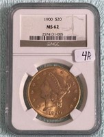 1900 Gold $20 NCG MS62 Liberty