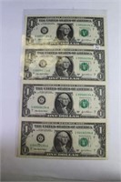 Four Uncut 2003-A US Dollar Bills