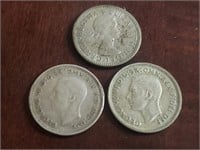 Australia 3 SILVER 1 shilling 1942,1952&1953.CB8 M