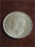 Australia SILVER coin 3 Pennies Kg George VI,CB8 N