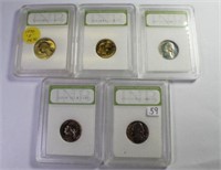 Five INB PR70 Coins