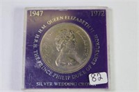 1972 Queen Elizabeth II Wedding Crown Coin