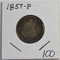 1857-P Silver Seated Liberty Quarter US Coin