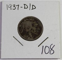 1937 D/D Buffalo Indian Nickel