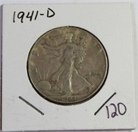 1941-D Silver Walking Liberty Half Dollar Coin