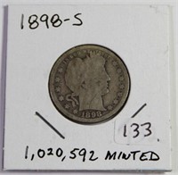 1898-S Silver Barber Quarter