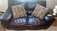 Leather Loveseat w/Pillows