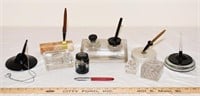 LOT - VINTAGE FOUNTAIN PENS & INKWELLS