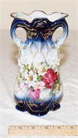 VINTAGE IPF GERMANY FLOW BLUE DECORATED VASE