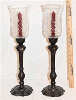 PAIR VINTAGE PATENTATED METAL CANDLESTICKS