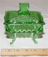 FOOTED GREEN DEPRESSION CANDY DISH
