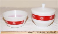 LOT - VINTAGE FEDERAL GLASS RED GINGHAM