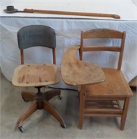 Vintage office chair and school desk and Planet