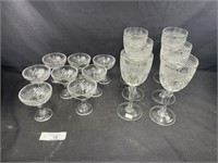 Crystal: 6 Wine Goblets & 8 Footed Fruit Cups