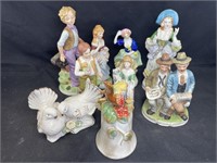 9 Vintage porcelain/bisque Figurines