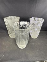 3 Decorative Cut glass Vases
