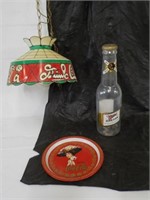 Coca Cola light , plate and Miller coin bank.