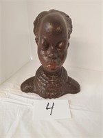 Bust of African Maiden of Chalk ware - Plaster