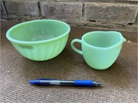 Jadeite creamer & bowl