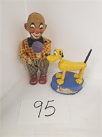 Antique Toy Clown & Disney Pluto Toy