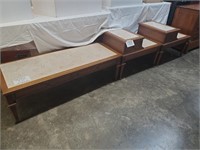 Coffee Table & Pair of End Stands with Inlay